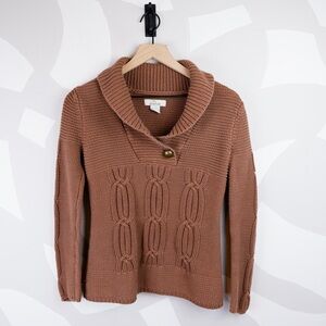 Bob Timberlake Cotton Blend Tan Cable Knit Sweater | XS